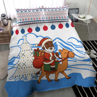 Somalia Christmas Bedding Set with Santa on Camel Christmas Tree Ornaments Candy Canes and Snowflake - Wonder Print Shop