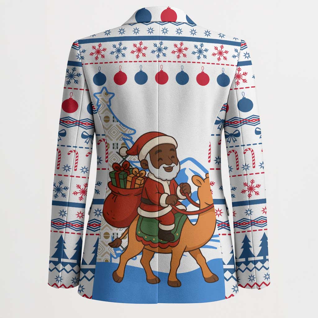 Somalia Christmas Blazer with Santa on Camel Christmas Tree Ornaments Candy Canes and Snowflake - Wonder Print Shop