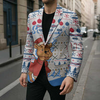 Somalia Christmas Blazer with Santa on Camel Christmas Tree Ornaments Candy Canes and Snowflake - Wonder Print Shop