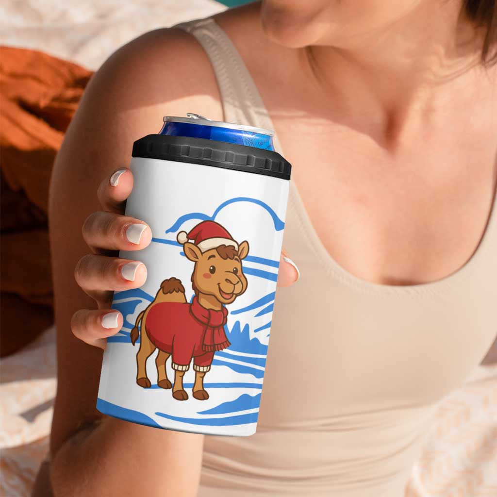Somalia Christmas 4 in 1 Can Cooler Tumbler with Santa on Camel Christmas Tree Ornaments Candy Canes and Snowflake - Wonder Print Shop