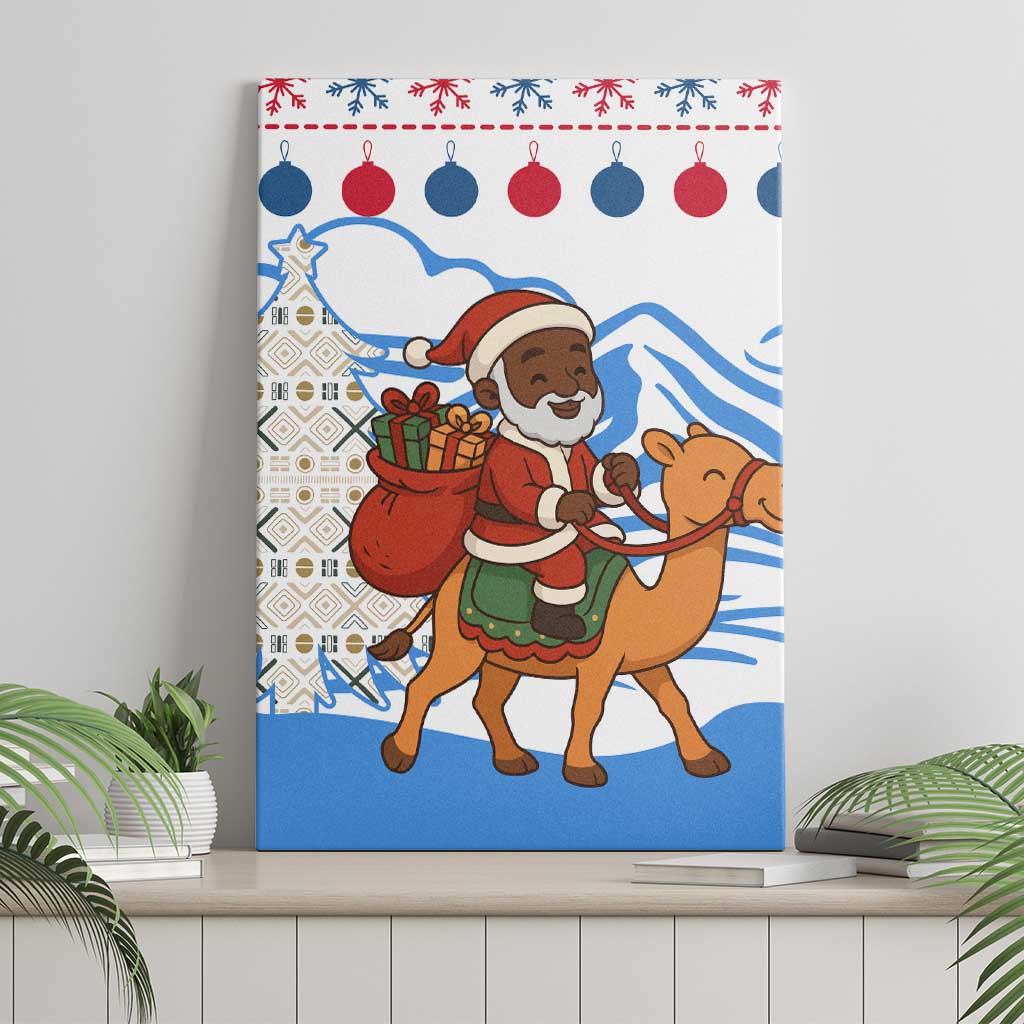 Somalia Christmas Canvas Wall Art with Santa on Camel Christmas Tree Ornaments Candy Canes and Snowflake - Wonder Print Shop