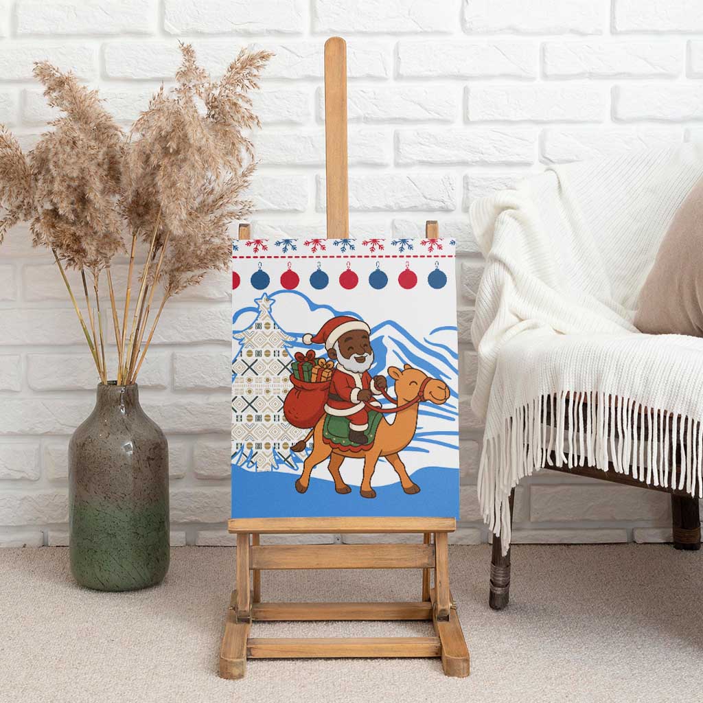 Somalia Christmas Canvas Wall Art with Santa on Camel Christmas Tree Ornaments Candy Canes and Snowflake - Wonder Print Shop