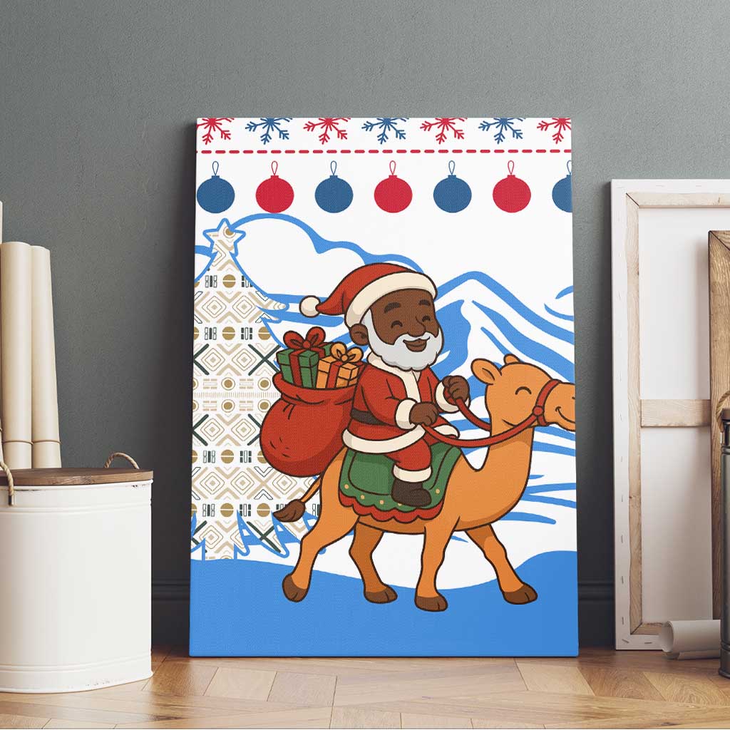 Somalia Christmas Canvas Wall Art with Santa on Camel Christmas Tree Ornaments Candy Canes and Snowflake - Wonder Print Shop