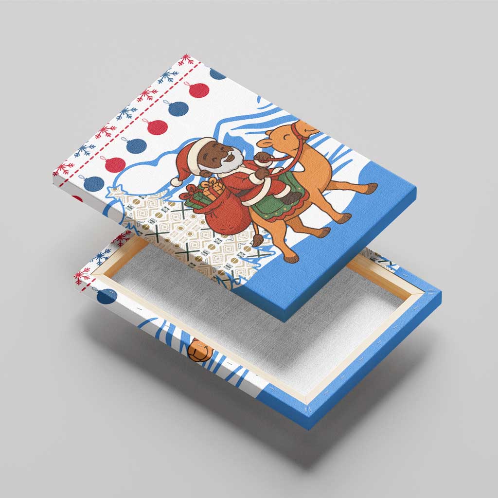 Somalia Christmas Canvas Wall Art with Santa on Camel Christmas Tree Ornaments Candy Canes and Snowflake - Wonder Print Shop