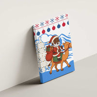 Somalia Christmas Canvas Wall Art with Santa on Camel Christmas Tree Ornaments Candy Canes and Snowflake - Wonder Print Shop