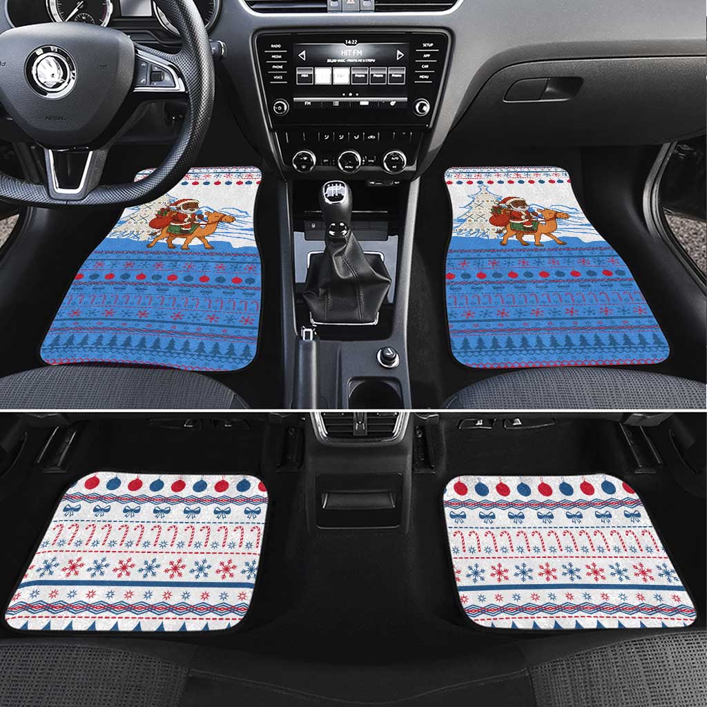 Somalia Christmas Car Mats with Santa on Camel Christmas Tree Ornaments Candy Canes and Snowflake - Wonder Print Shop