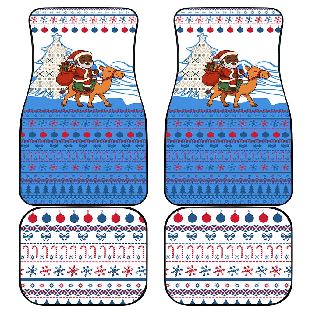 Somalia Christmas Car Mats with Santa on Camel Christmas Tree Ornaments Candy Canes and Snowflake - Wonder Print Shop