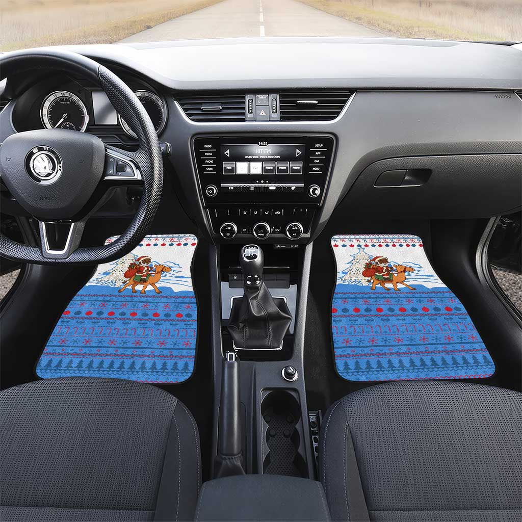 Somalia Christmas Car Mats with Santa on Camel Christmas Tree Ornaments Candy Canes and Snowflake - Wonder Print Shop