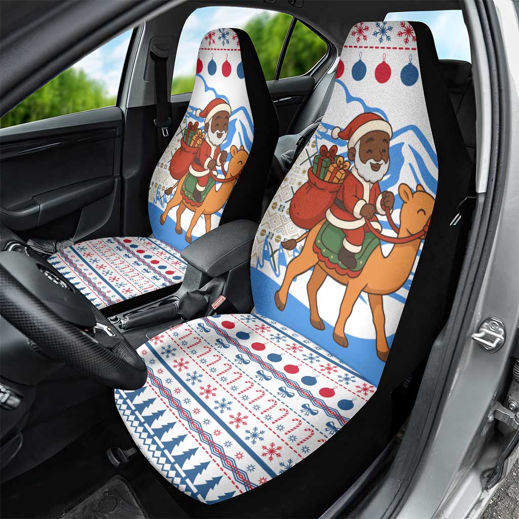 Somalia Christmas Car Seat Cover with Santa on Camel Christmas Tree Ornaments Candy Canes and Snowflake - Wonder Print Shop