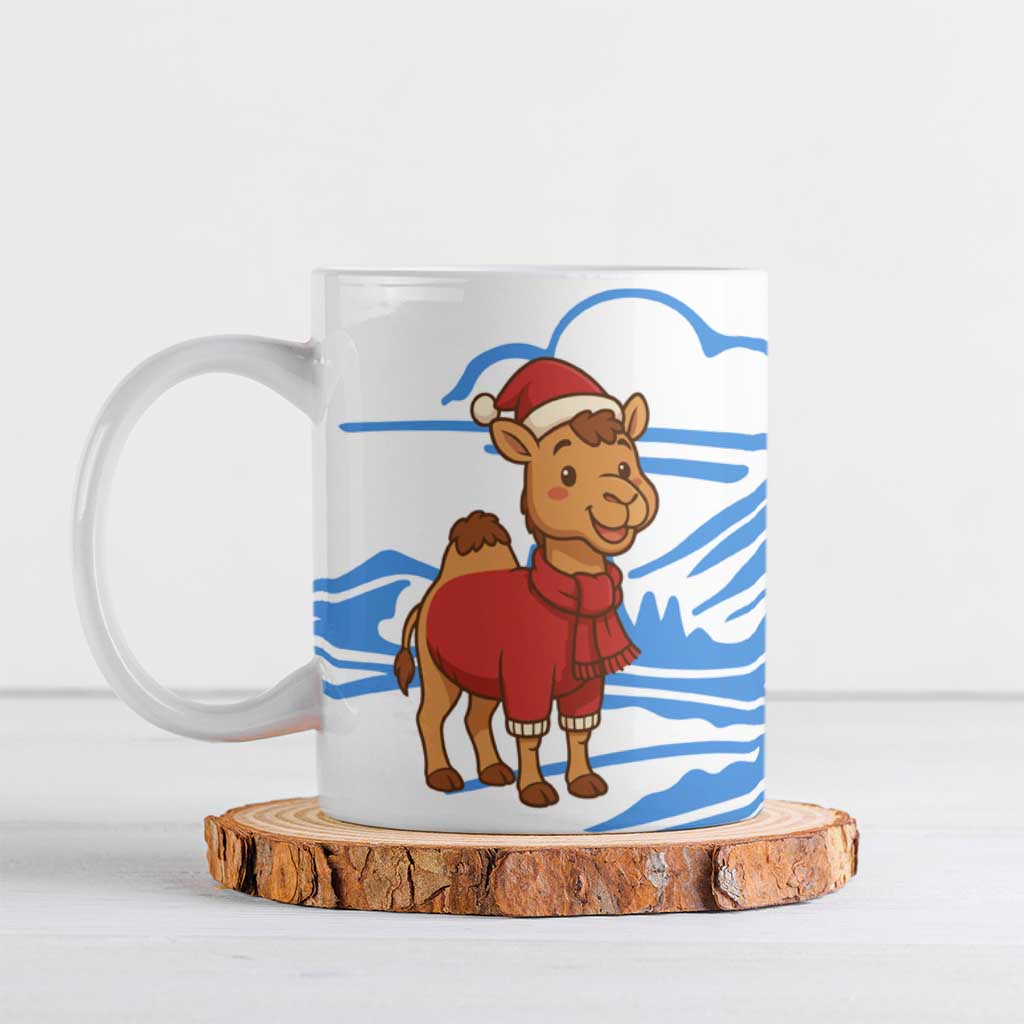 Somalia Christmas Ceramic Mug with Santa on Camel Christmas Tree Ornaments Candy Canes and Snowflake - Wonder Print Shop