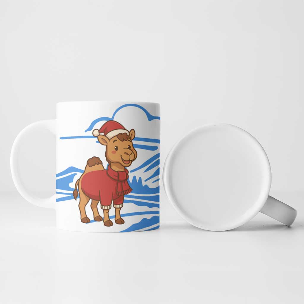 Somalia Christmas Ceramic Mug with Santa on Camel Christmas Tree Ornaments Candy Canes and Snowflake - Wonder Print Shop