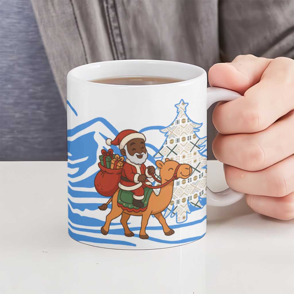 Somalia Christmas Ceramic Mug with Santa on Camel Christmas Tree Ornaments Candy Canes and Snowflake - Wonder Print Shop