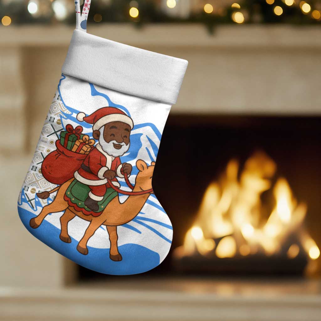 Somalia Christmas Stocking with Santa on Camel Christmas Tree Ornaments Candy Canes and Snowflake - Wonder Print Shop