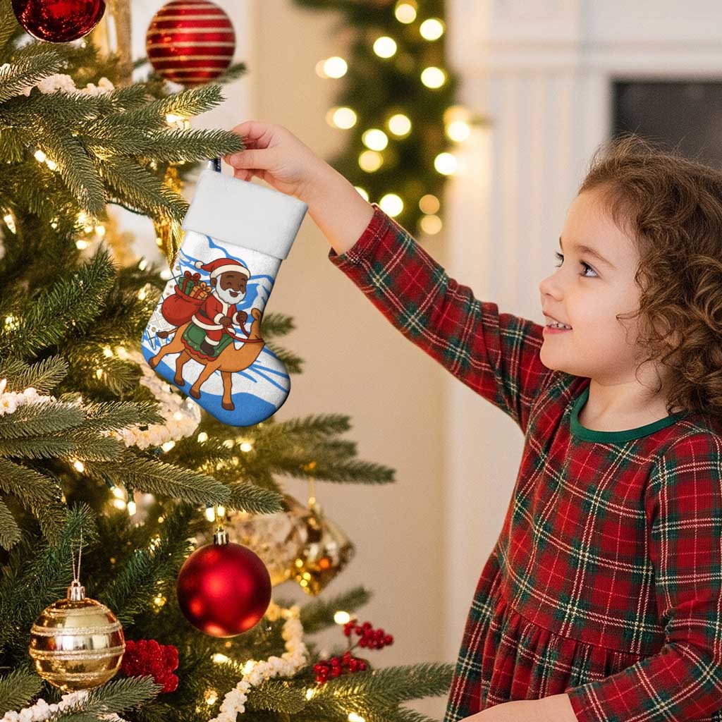 Somalia Christmas Stocking with Santa on Camel Christmas Tree Ornaments Candy Canes and Snowflake - Wonder Print Shop