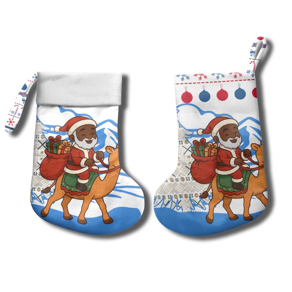 Somalia Christmas Stocking with Santa on Camel Christmas Tree Ornaments Candy Canes and Snowflake - Wonder Print Shop