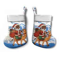 Somalia Christmas Stocking with Santa on Camel Christmas Tree Ornaments Candy Canes and Snowflake - Wonder Print Shop