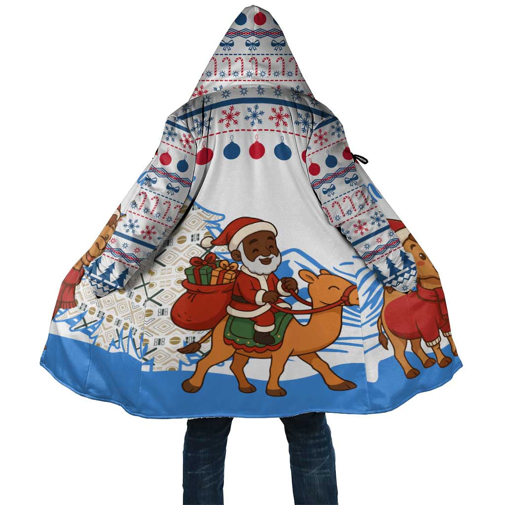Somalia Christmas Cloak with Santa on Camel Christmas Tree Ornaments Candy Canes and Snowflake - Wonder Print Shop