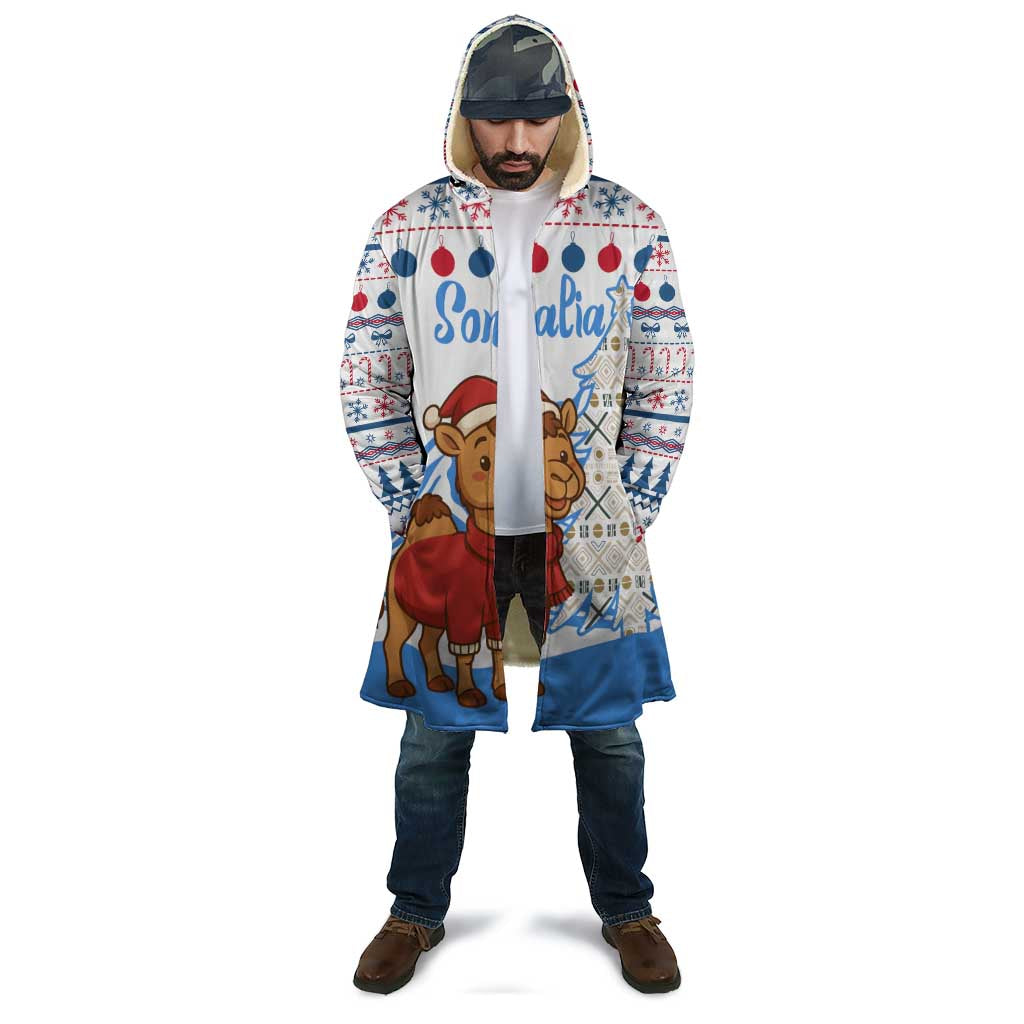 Somalia Christmas Cloak with Santa on Camel Christmas Tree Ornaments Candy Canes and Snowflake - Wonder Print Shop