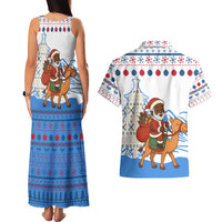 Somalia Christmas Couples Matching Tank Maxi Dress and Hawaiian Shirt with Santa on Camel Christmas Tree Ornaments Candy Canes and Snowflake - Wonder Print Shop