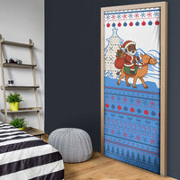 Somalia Christmas Door Cover with Santa on Camel Christmas Tree Ornaments Candy Canes and Snowflake - Wonder Print Shop