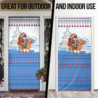 Somalia Christmas Door Cover with Santa on Camel Christmas Tree Ornaments Candy Canes and Snowflake - Wonder Print Shop