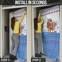 Somalia Christmas Door Cover with Santa on Camel Christmas Tree Ornaments Candy Canes and Snowflake - Wonder Print Shop