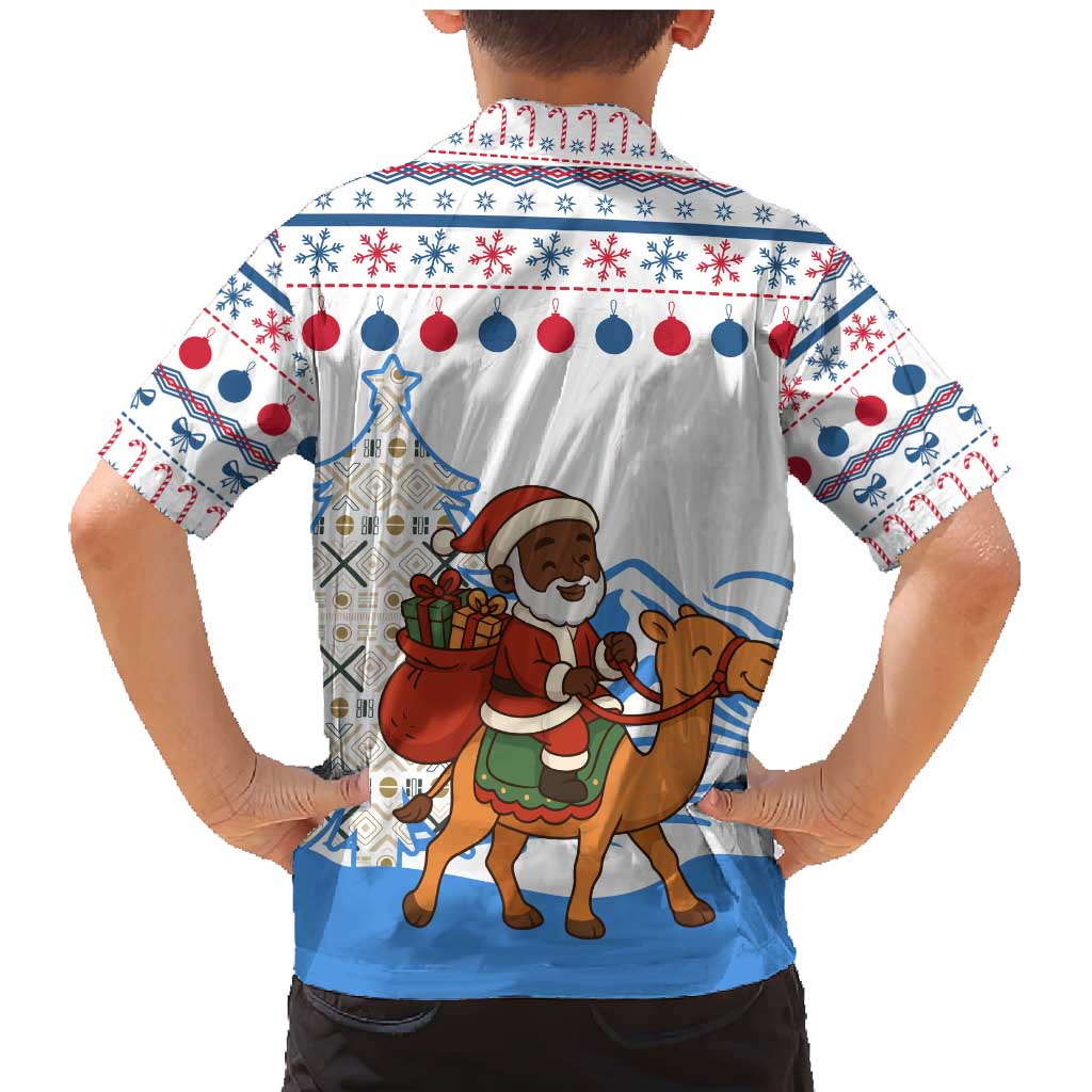 Somalia Christmas Family Matching Mermaid Dress and Hawaiian Shirt with Santa on Camel Christmas Tree Ornaments Candy Canes and Snowflake - Wonder Print Shop