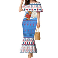 Somalia Christmas Family Matching Mermaid Dress and Hawaiian Shirt with Santa on Camel Christmas Tree Ornaments Candy Canes and Snowflake - Wonder Print Shop