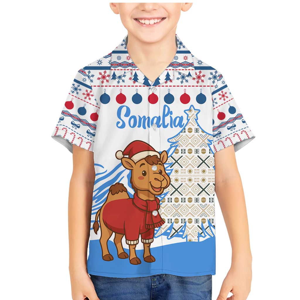 Somalia Christmas Family Matching Mermaid Dress and Hawaiian Shirt with Santa on Camel Christmas Tree Ornaments Candy Canes and Snowflake - Wonder Print Shop