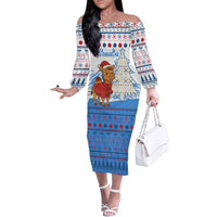 Somalia Christmas Family Matching Off The Shoulder Long Sleeve Dress and Hawaiian Shirt with Santa on Camel Christmas Tree Ornaments Candy Canes and Snowflake - Wonder Print Shop