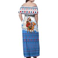 Somalia Christmas Family Matching Off Shoulder Maxi Dress and Hawaiian Shirt with Santa on Camel Christmas Tree Ornaments Candy Canes and Snowflake - Wonder Print Shop