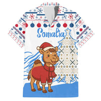 Somalia Christmas Family Matching Short Sleeve Bodycon Dress and Hawaiian Shirt with Santa on Camel Christmas Tree Ornaments Candy Canes and Snowflake - Wonder Print Shop