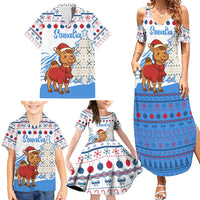 Somalia Christmas Family Matching Summer Maxi Dress and Hawaiian Shirt with Santa on Camel Christmas Tree Ornaments Candy Canes and Snowflake - Wonder Print Shop