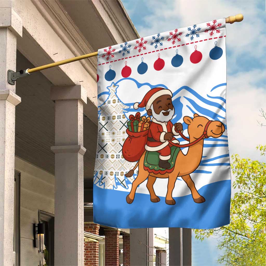 Somalia Christmas Garden Flag with Santa on Camel Christmas Tree Ornaments Candy Canes and Snowflake - Wonder Print Shop