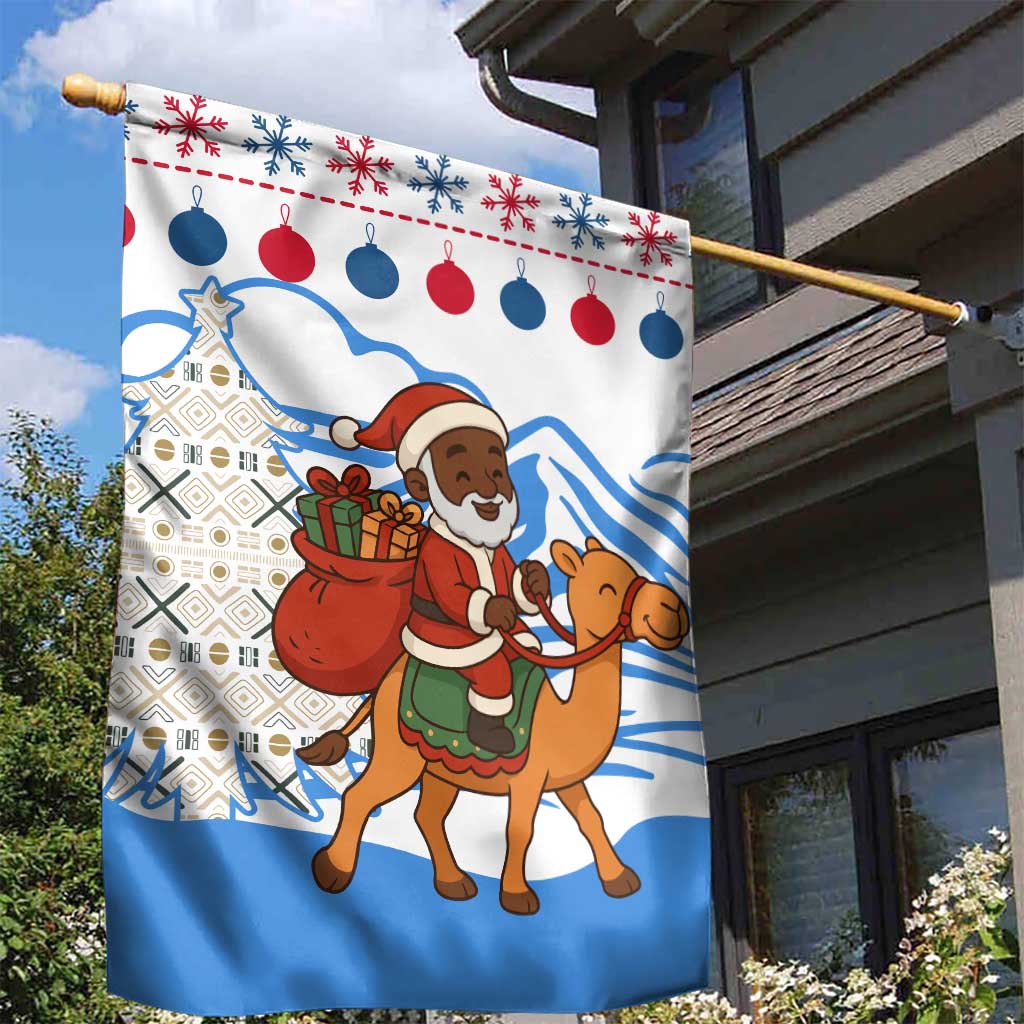 Somalia Christmas Garden Flag with Santa on Camel Christmas Tree Ornaments Candy Canes and Snowflake - Wonder Print Shop