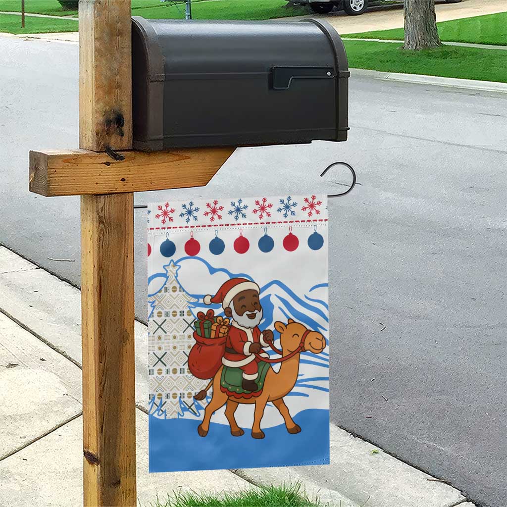 Somalia Christmas Garden Flag with Santa on Camel Christmas Tree Ornaments Candy Canes and Snowflake - Wonder Print Shop