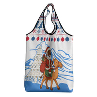 Somalia Christmas Grocery Bag with Santa on Camel Christmas Tree Ornaments Candy Canes and Snowflake - Wonder Print Shop