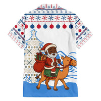 Somalia Christmas Hawaiian Shirt with Santa on Camel Christmas Tree Ornaments Candy Canes and Snowflake - Wonder Print Shop