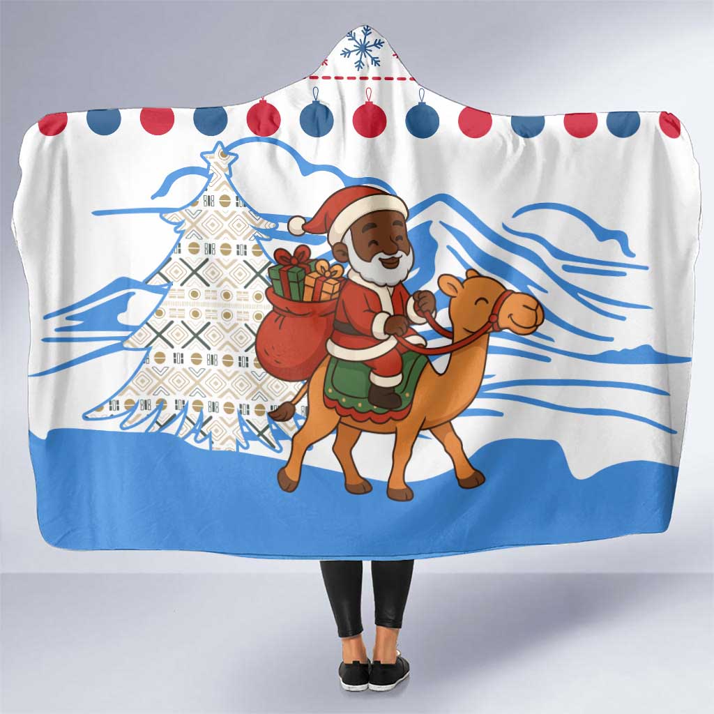 Somalia Christmas Hooded Blanket with Santa on Camel Christmas Tree Ornaments Candy Canes and Snowflake - Wonder Print Shop