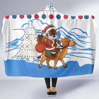Somalia Christmas Hooded Blanket with Santa on Camel Christmas Tree Ornaments Candy Canes and Snowflake - Wonder Print Shop