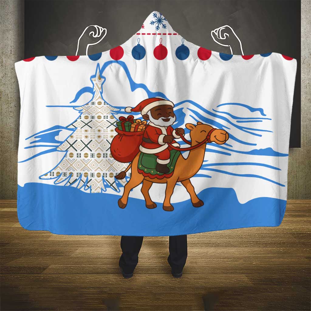 Somalia Christmas Hooded Blanket with Santa on Camel Christmas Tree Ornaments Candy Canes and Snowflake - Wonder Print Shop