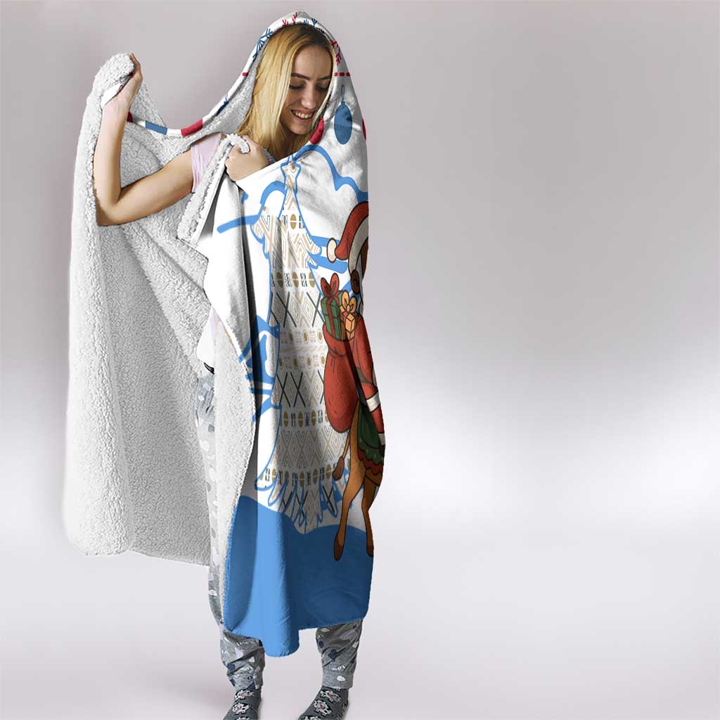 Somalia Christmas Hooded Blanket with Santa on Camel Christmas Tree Ornaments Candy Canes and Snowflake - Wonder Print Shop