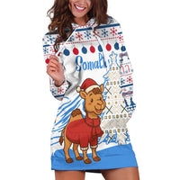 Somalia Christmas Hoodie Dress with Santa on Camel Christmas Tree Ornaments Candy Canes and Snowflake - Wonder Print Shop