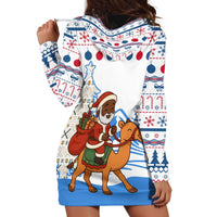 Somalia Christmas Hoodie Dress with Santa on Camel Christmas Tree Ornaments Candy Canes and Snowflake - Wonder Print Shop