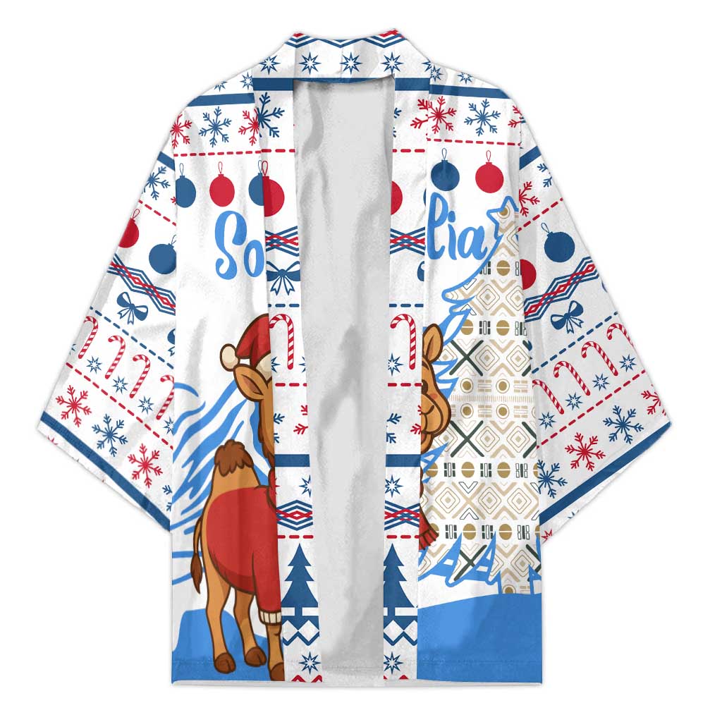 Somalia Christmas Kimono with Santa on Camel Christmas Tree Ornaments Candy Canes and Snowflake - Wonder Print Shop