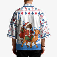 Somalia Christmas Kimono with Santa on Camel Christmas Tree Ornaments Candy Canes and Snowflake - Wonder Print Shop