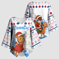 Somalia Christmas Kimono Sleeve Blouse with Santa on Camel Christmas Tree Ornaments Candy Canes and Snowflake - Wonder Print Shop