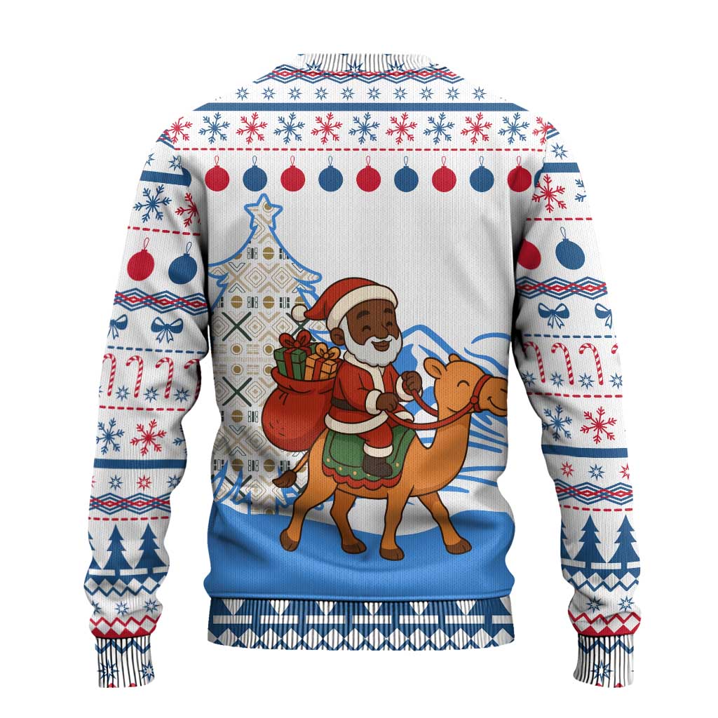 Somalia Christmas Ugly Christmas Sweater with Santa on Camel Christmas Tree Ornaments Candy Canes and Snowflake - Wonder Print Shop