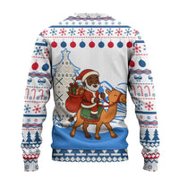 Somalia Christmas Ugly Christmas Sweater with Santa on Camel Christmas Tree Ornaments Candy Canes and Snowflake - Wonder Print Shop