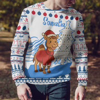 Somalia Christmas Ugly Christmas Sweater with Santa on Camel Christmas Tree Ornaments Candy Canes and Snowflake - Wonder Print Shop